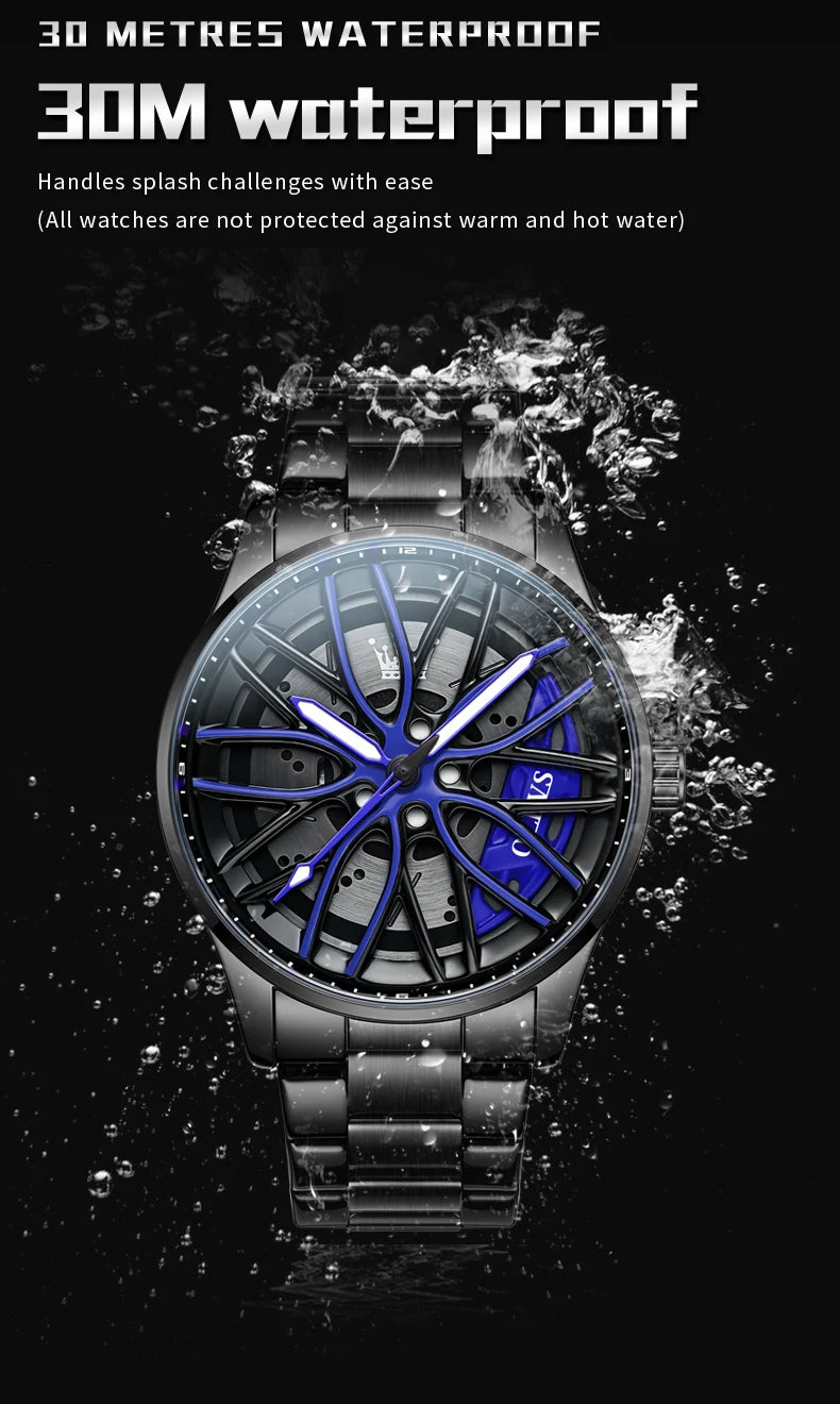 OLEVS 9937 Luxury Men's Watch Waterproof Rotary Sport Car Rim Man Quartz Watch High Quality Fashion Best Selling Luminous Watch