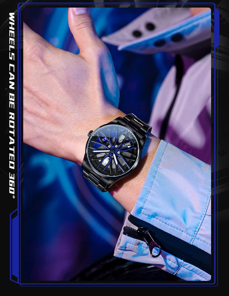 OLEVS 9937 Luxury Men's Watch Waterproof Rotary Sport Car Rim Man Quartz Watch High Quality Fashion Best Selling Luminous Watch