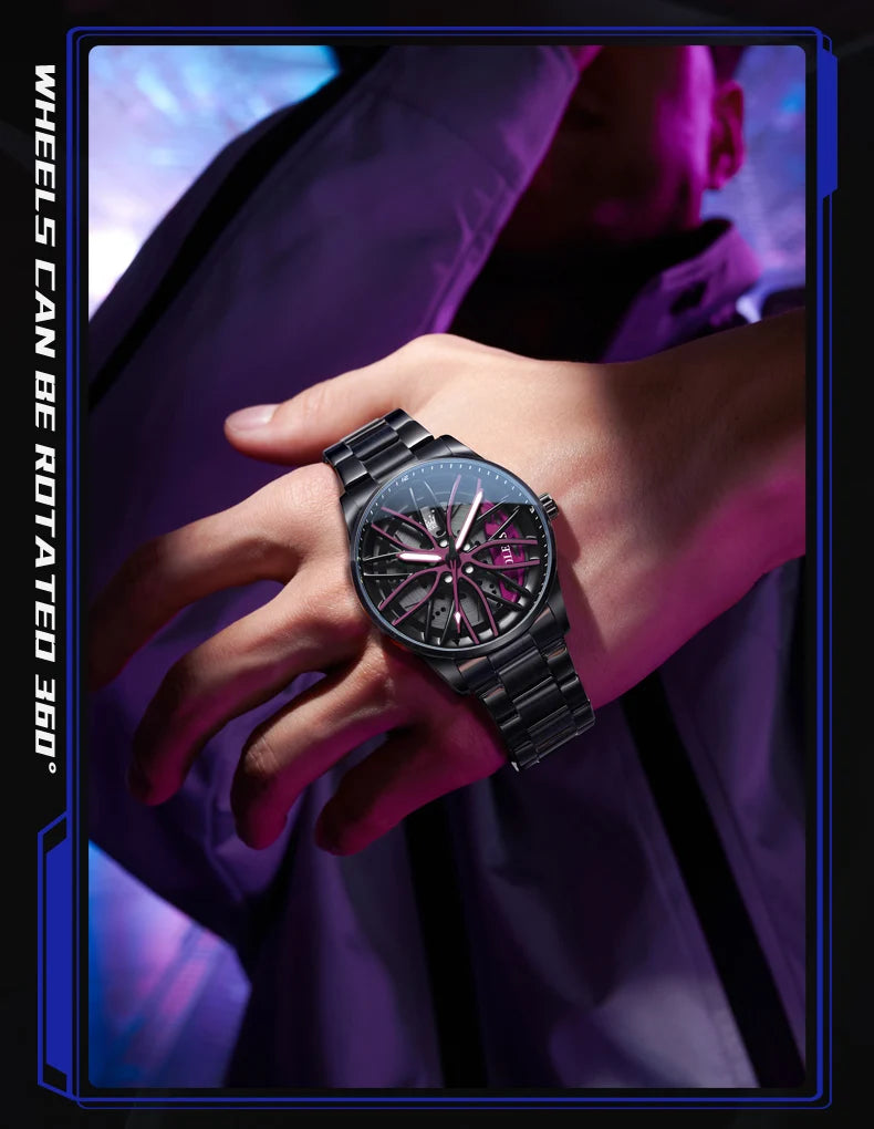 OLEVS 9937 Luxury Men's Watch Waterproof Rotary Sport Car Rim Man Quartz Watch High Quality Fashion Best Selling Luminous Watch