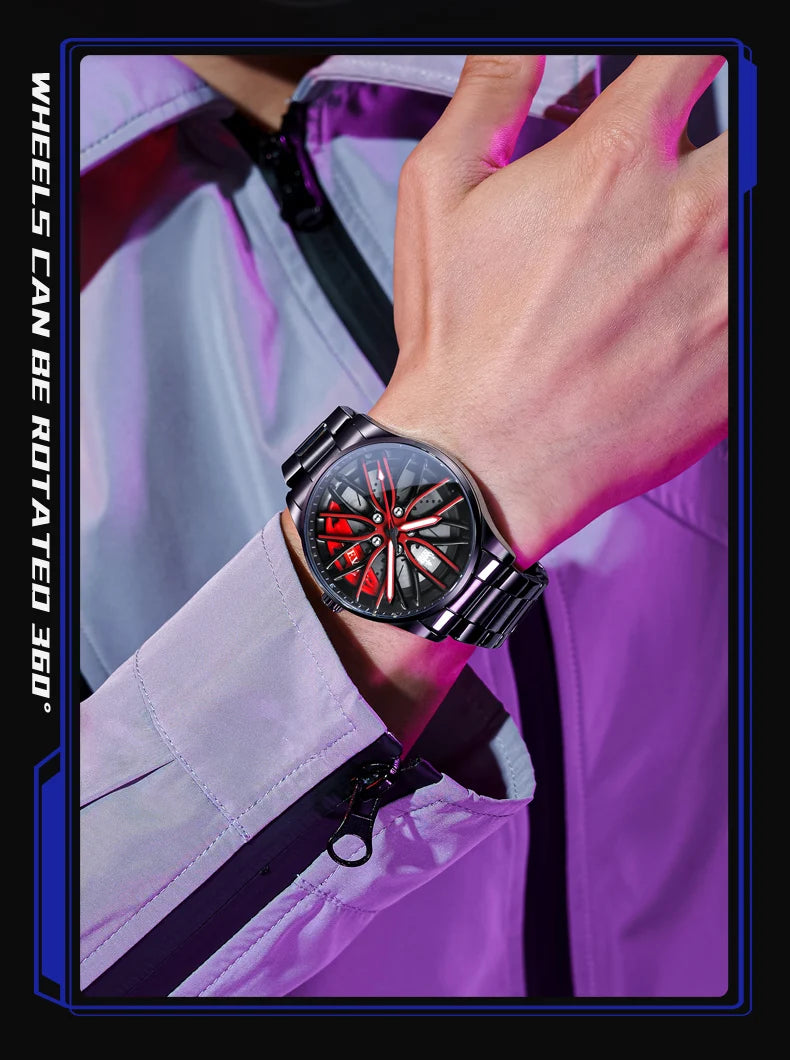 OLEVS 9937 Luxury Men's Watch Waterproof Rotary Sport Car Rim Man Quartz Watch High Quality Fashion Best Selling Luminous Watch